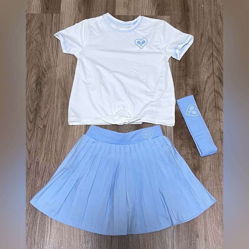 Girls' Nicole Miller Sport Tennis Outfit With Shirt, Skort, and Sweatband